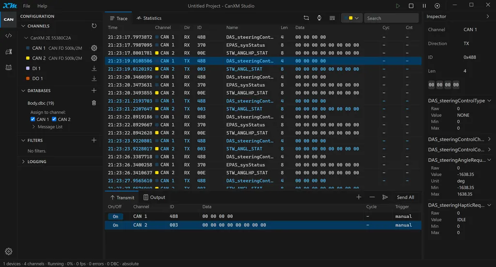 CanXM CAN trace capture